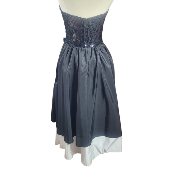 Nadine Vtg 80s Couture Dress Evening Gown Prom Corset Boned Winged Skirt Sequins - Picture 4 of 16